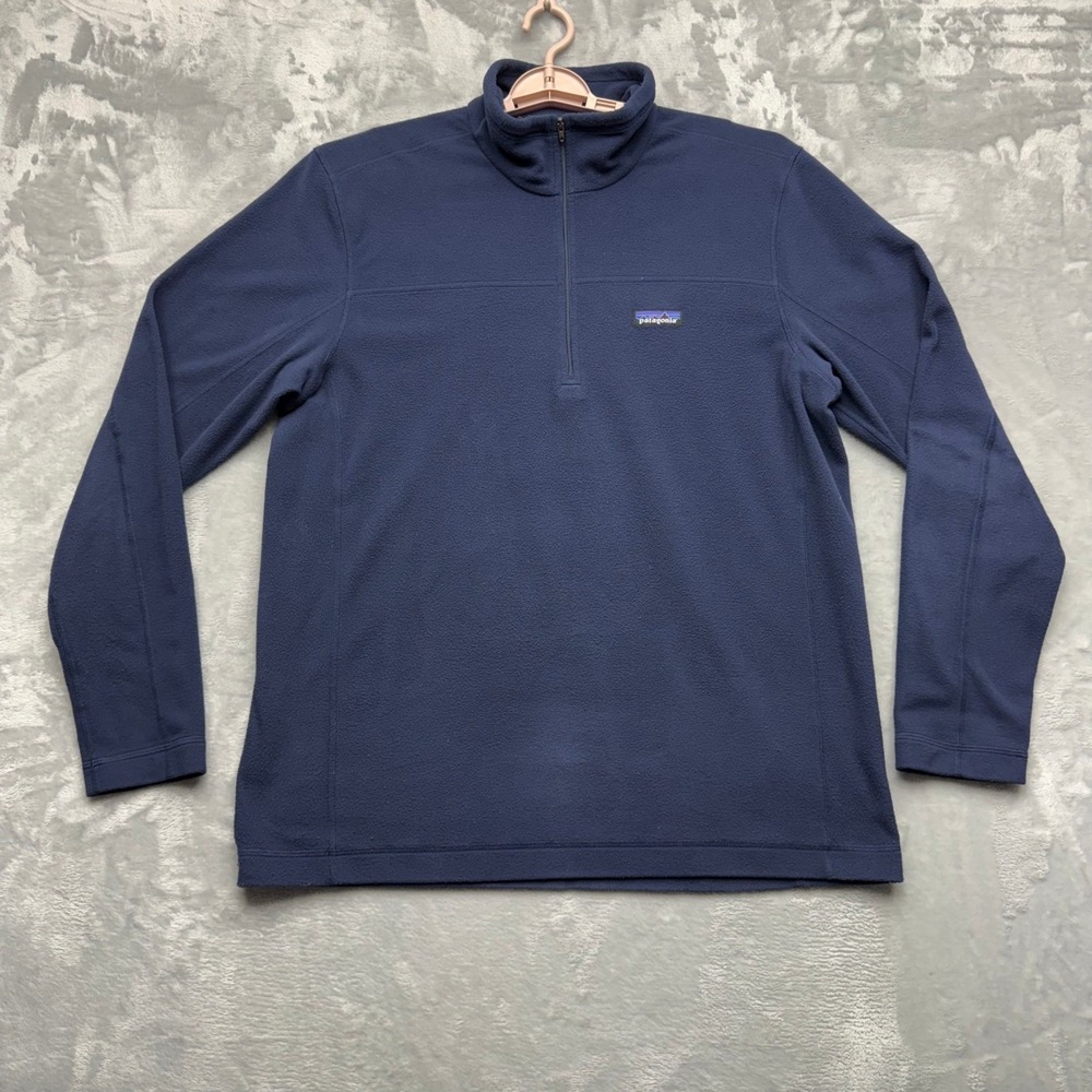 Patagonia Fleece Pullover Men Large Blue 1/4 Zip‎ Better Sweater New Navy